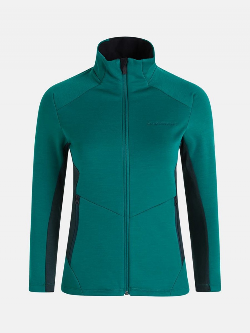 Peak Performance Vertical Mid Zip Women\'s Jacket Green / Green | SHM89-823