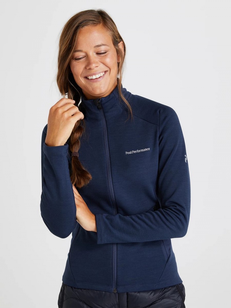 Peak Performance Vertical Mid Zip Women's Jacket Navy / Navy | SGH76-973