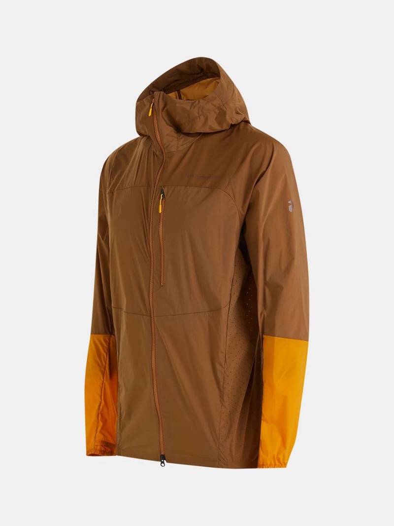 Peak Performance Vislight Men's Wind Jacket Brown / Gold | XGC69-300