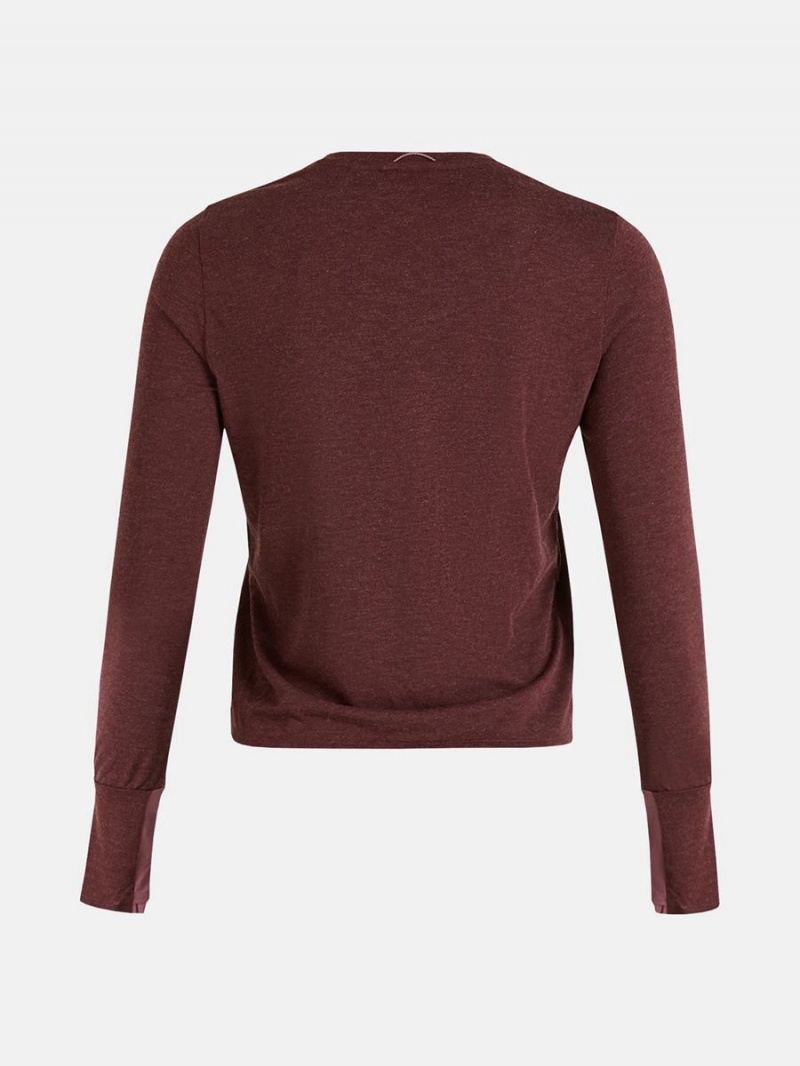 Peak Performance Wool Blend Cropped Long Sleeve Women's T-Shirt Burgundy / Pink | JLQ70-912