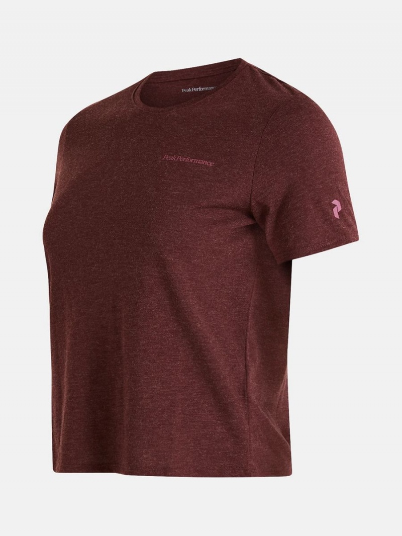 Peak Performance Wool Blend Cropped Short Sleeve Women's T-Shirt Burgundy | LER70-389